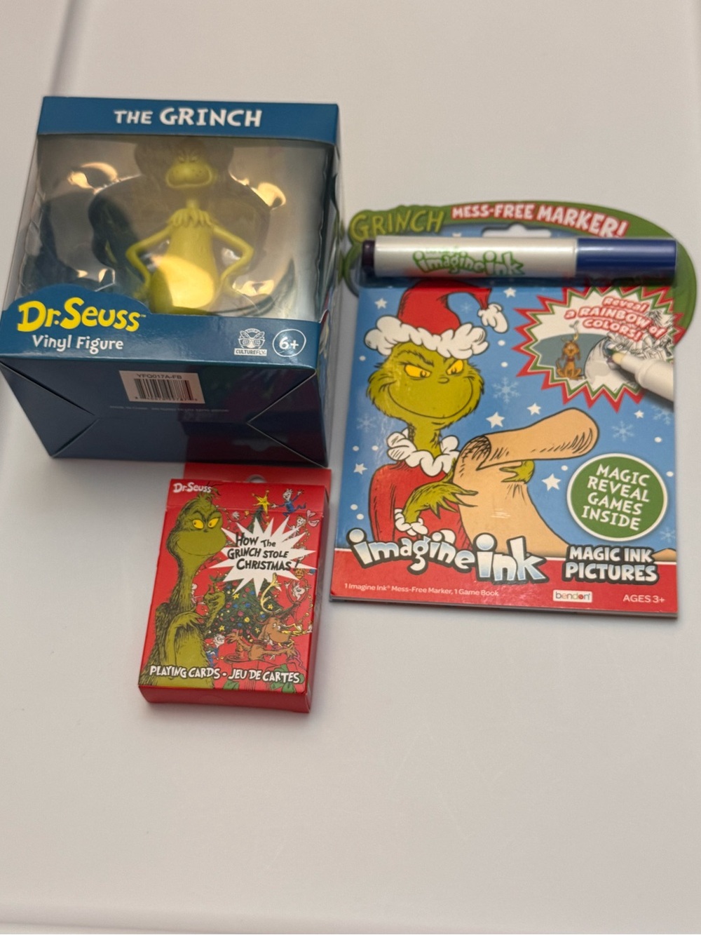 Dr. Seuss The Grinch Vinyl Figure, Imagine Ink Pad & Playing Cards Set